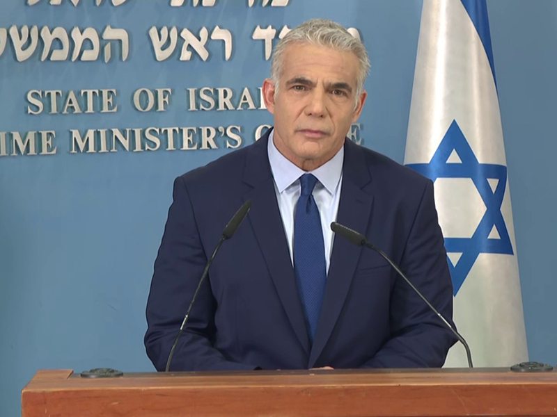 Premierminister Lapid bei der Pressekonferenz